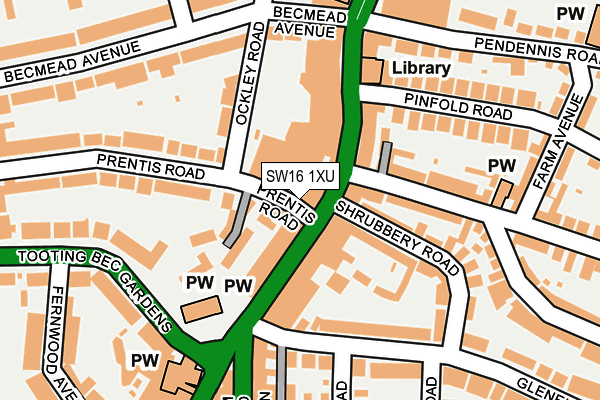 SW16 1XU map - OS OpenMap – Local (Ordnance Survey)