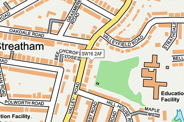 SW16 2AF map - OS OpenMap – Local (Ordnance Survey)