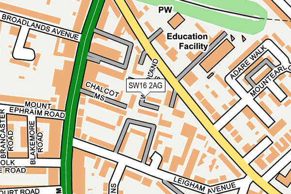 SW16 2AG map - OS OpenMap – Local (Ordnance Survey)