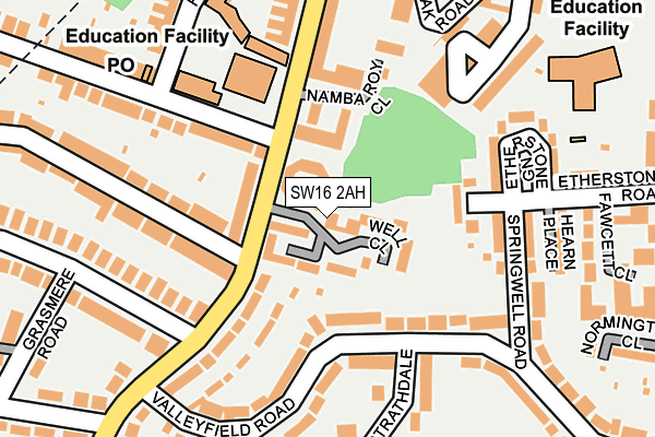 SW16 2AH map - OS OpenMap – Local (Ordnance Survey)