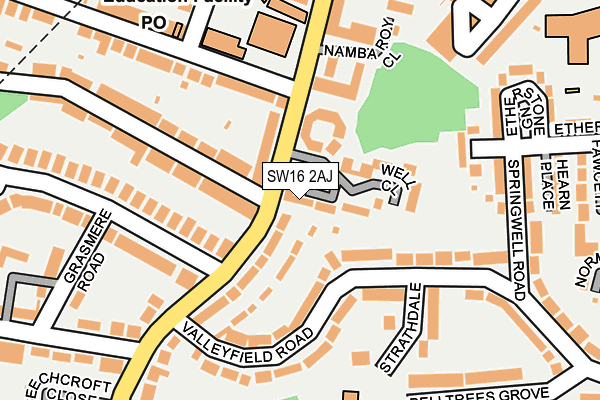 SW16 2AJ map - OS OpenMap – Local (Ordnance Survey)