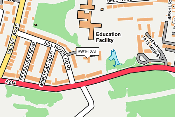 SW16 2AL map - OS OpenMap – Local (Ordnance Survey)