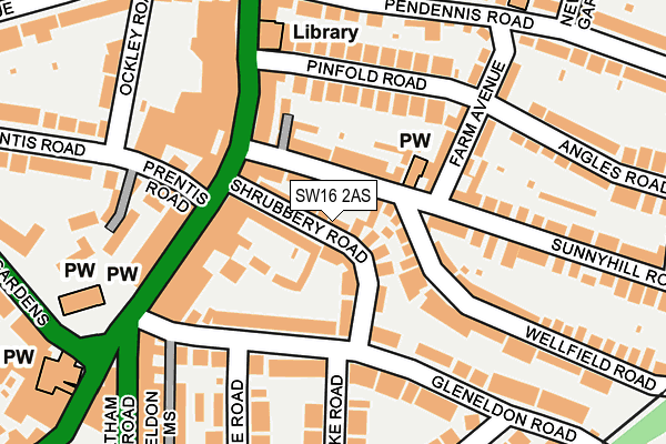 SW16 2AS map - OS OpenMap – Local (Ordnance Survey)