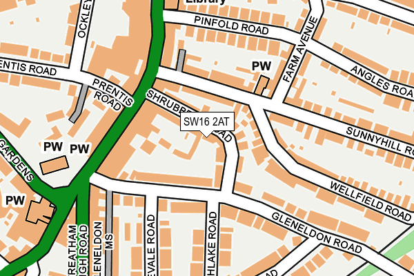 SW16 2AT map - OS OpenMap – Local (Ordnance Survey)