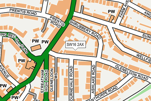 SW16 2AX map - OS OpenMap – Local (Ordnance Survey)