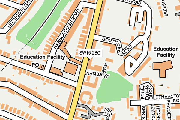 SW16 2BG map - OS OpenMap – Local (Ordnance Survey)