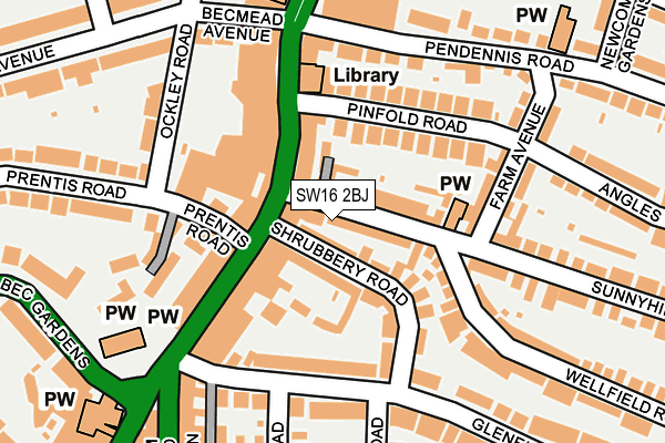 SW16 2BJ map - OS OpenMap – Local (Ordnance Survey)