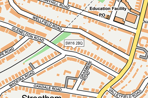 SW16 2BQ map - OS OpenMap – Local (Ordnance Survey)