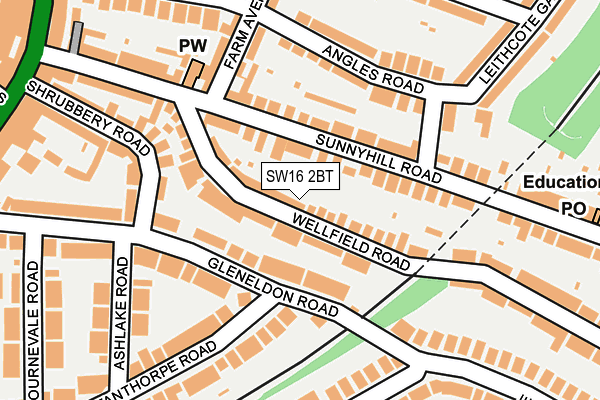 SW16 2BT map - OS OpenMap – Local (Ordnance Survey)