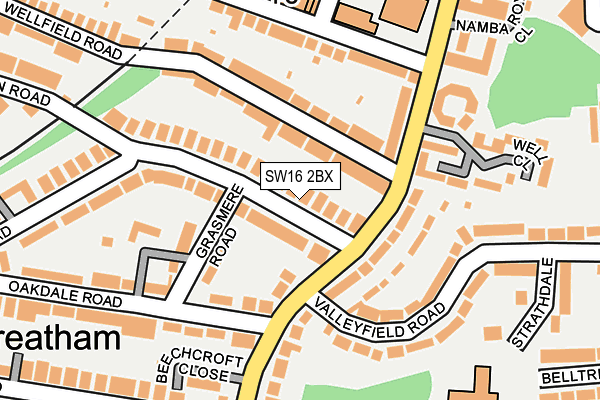 SW16 2BX map - OS OpenMap – Local (Ordnance Survey)