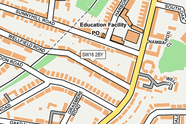 SW16 2BY map - OS OpenMap – Local (Ordnance Survey)