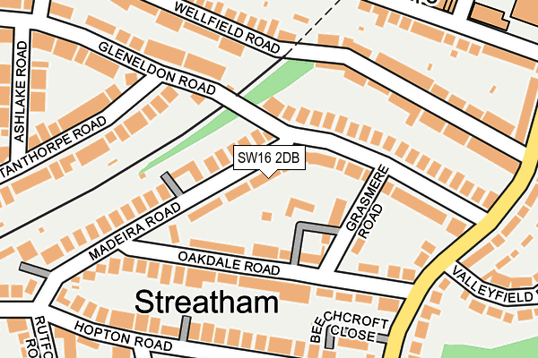 SW16 2DB map - OS OpenMap – Local (Ordnance Survey)