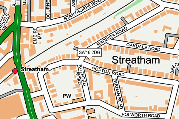 SW16 2DG map - OS OpenMap – Local (Ordnance Survey)