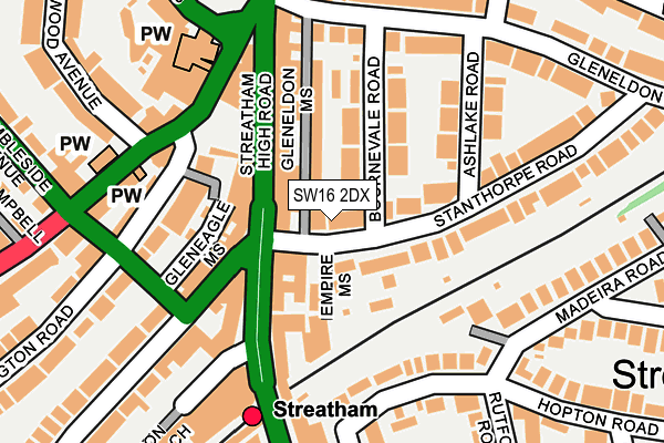 SW16 2DX map - OS OpenMap – Local (Ordnance Survey)