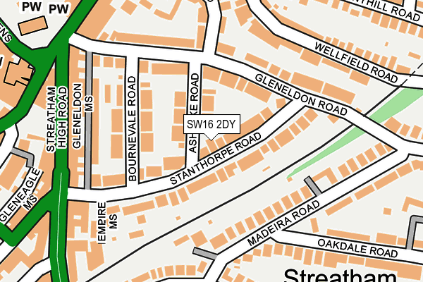 SW16 2DY map - OS OpenMap – Local (Ordnance Survey)