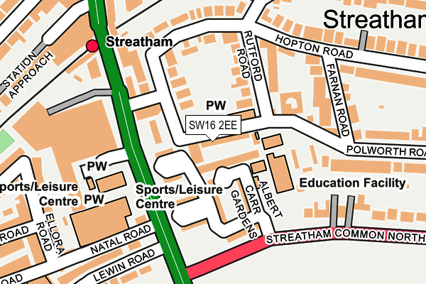 SW16 2EE map - OS OpenMap – Local (Ordnance Survey)