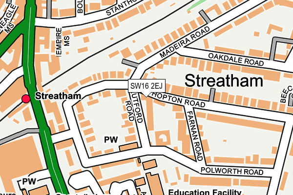 SW16 2EJ map - OS OpenMap – Local (Ordnance Survey)