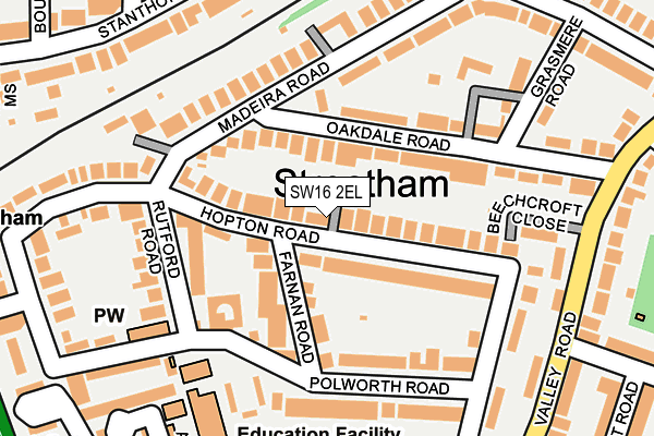 SW16 2EL map - OS OpenMap – Local (Ordnance Survey)