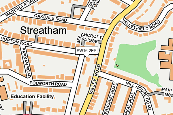 SW16 2EP map - OS OpenMap – Local (Ordnance Survey)