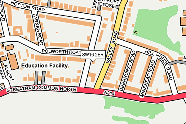 SW16 2ER map - OS OpenMap – Local (Ordnance Survey)