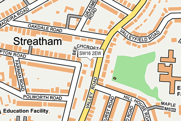 SW16 2EW map - OS OpenMap – Local (Ordnance Survey)