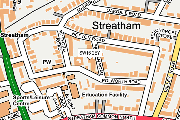 SW16 2EY map - OS OpenMap – Local (Ordnance Survey)