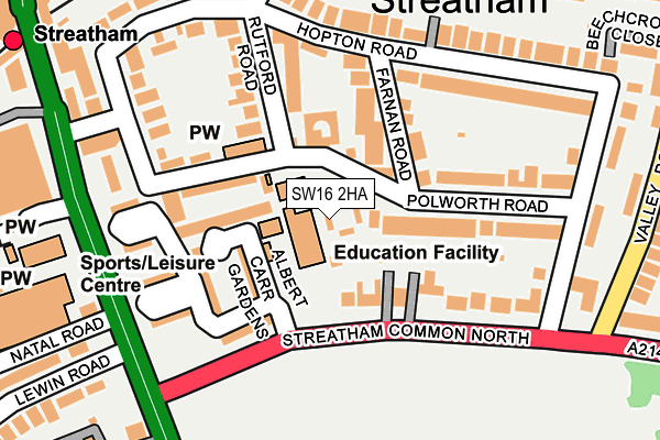 SW16 2HA map - OS OpenMap – Local (Ordnance Survey)