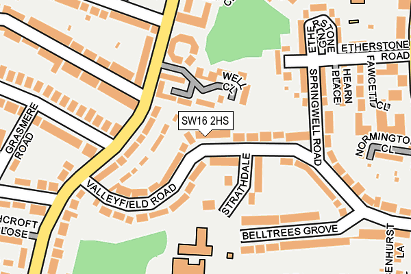 SW16 2HS map - OS OpenMap – Local (Ordnance Survey)