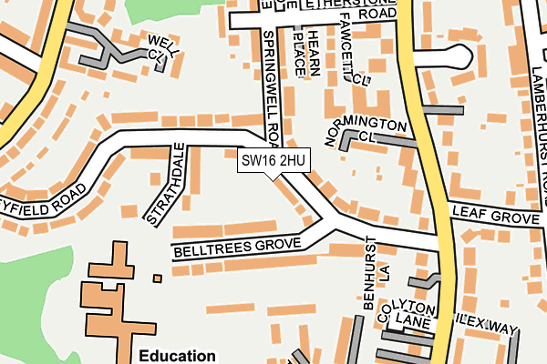 SW16 2HU map - OS OpenMap – Local (Ordnance Survey)