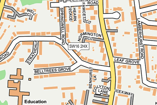SW16 2HX map - OS OpenMap – Local (Ordnance Survey)