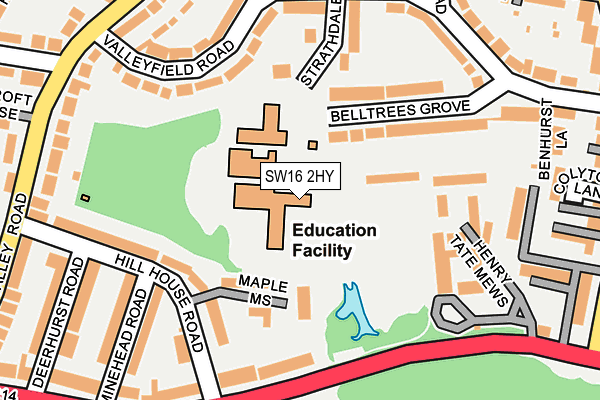 SW16 2HY map - OS OpenMap – Local (Ordnance Survey)
