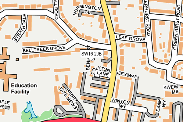 SW16 2JB map - OS OpenMap – Local (Ordnance Survey)