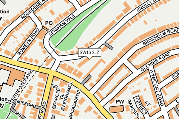 SW16 2JZ map - OS OpenMap – Local (Ordnance Survey)