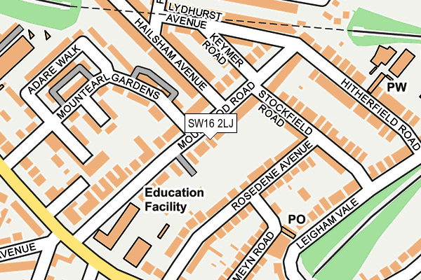 SW16 2LJ map - OS OpenMap – Local (Ordnance Survey)