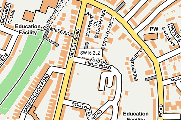 SW16 2LZ map - OS OpenMap – Local (Ordnance Survey)