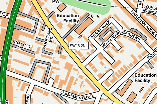SW16 2NJ map - OS OpenMap – Local (Ordnance Survey)