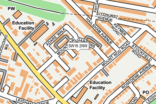 SW16 2NW map - OS OpenMap – Local (Ordnance Survey)