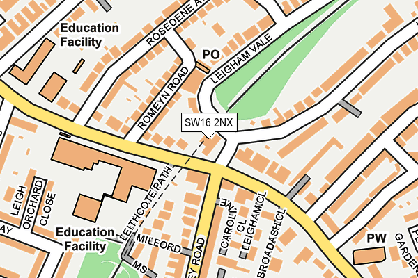 SW16 2NX map - OS OpenMap – Local (Ordnance Survey)