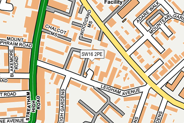 SW16 2PE map - OS OpenMap – Local (Ordnance Survey)