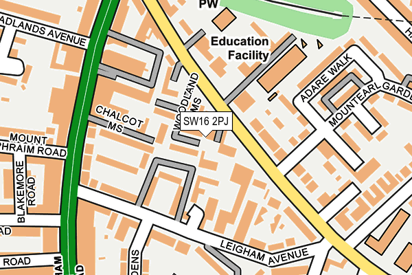 SW16 2PJ map - OS OpenMap – Local (Ordnance Survey)