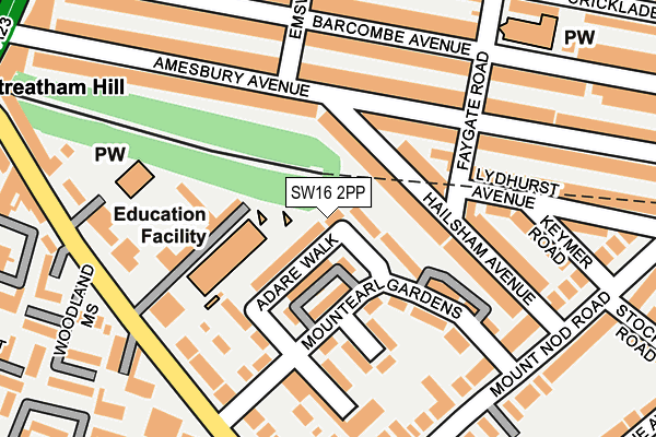 SW16 2PP map - OS OpenMap – Local (Ordnance Survey)