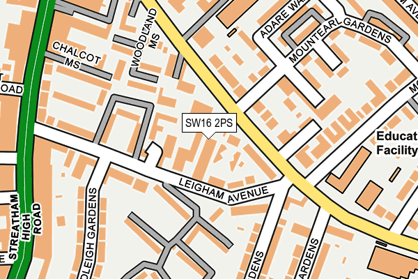 SW16 2PS map - OS OpenMap – Local (Ordnance Survey)