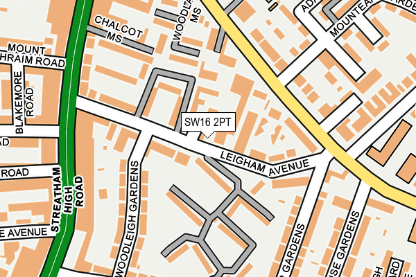 SW16 2PT map - OS OpenMap – Local (Ordnance Survey)