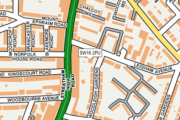 SW16 2PU map - OS OpenMap – Local (Ordnance Survey)