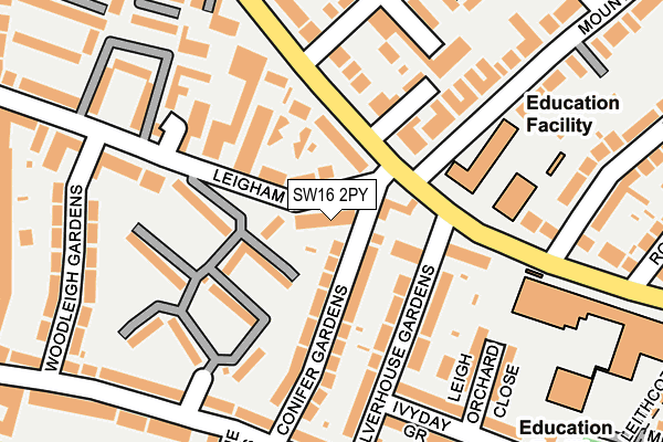 SW16 2PY map - OS OpenMap – Local (Ordnance Survey)