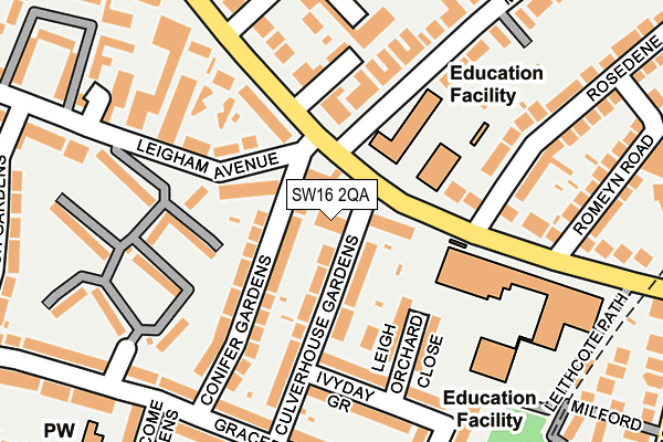 SW16 2QA map - OS OpenMap – Local (Ordnance Survey)