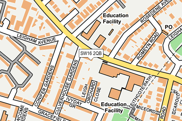 SW16 2QB map - OS OpenMap – Local (Ordnance Survey)