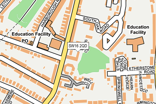 SW16 2QD map - OS OpenMap – Local (Ordnance Survey)