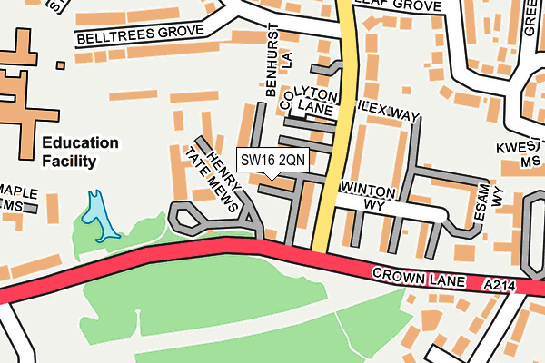 SW16 2QN map - OS OpenMap – Local (Ordnance Survey)