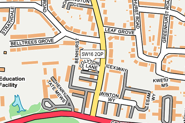 SW16 2QP map - OS OpenMap – Local (Ordnance Survey)